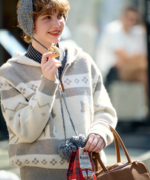 GEVACO（ゲバコ）の「【GEVACO】カウチンフーディニットカーディガン（カーディガン/ボレロ・レディース・グレー/ネイビー・LARGE/ONE SIZE）」の7枚目の写真