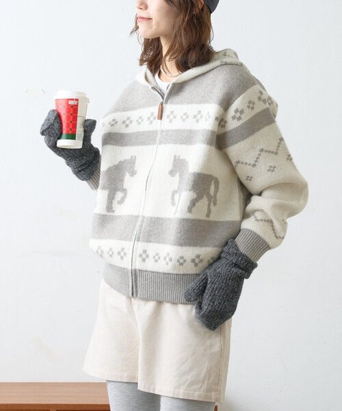 GEVACO（ゲバコ）の「【GEVACO】カウチンフーディニットカーディガン（カーディガン/ボレロ・レディース・グレー/ネイビー・LARGE/ONE SIZE）」の9枚目の写真