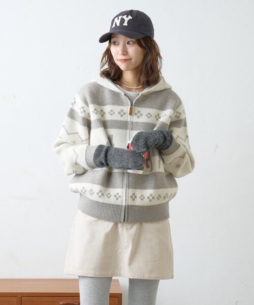 GEVACO（ゲバコ）の「【GEVACO】カウチンフーディニットカーディガン（カーディガン/ボレロ・レディース・グレー/ネイビー・LARGE/ONE SIZE）」の10枚目の写真