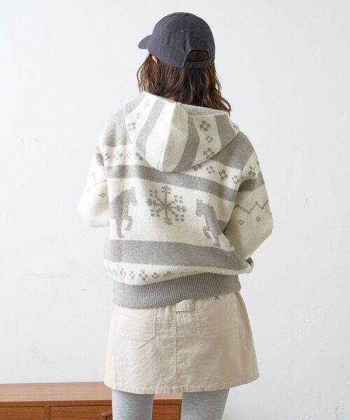 GEVACO（ゲバコ）の「【GEVACO】カウチンフーディニットカーディガン（カーディガン/ボレロ・レディース・グレー/ネイビー・LARGE/ONE SIZE）」の13枚目の写真