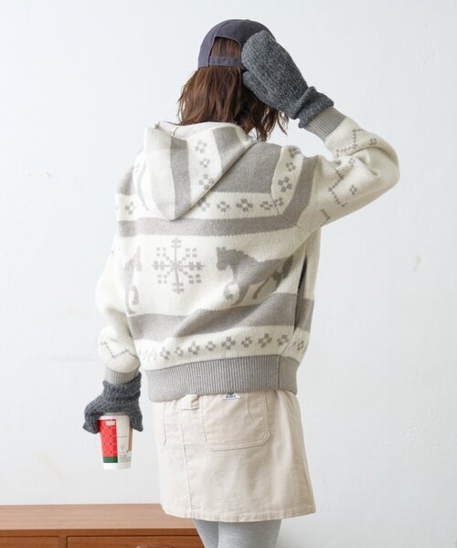 GEVACO（ゲバコ）の「【GEVACO】カウチンフーディニットカーディガン（カーディガン/ボレロ・レディース・グレー/ネイビー・LARGE/ONE SIZE）」の14枚目の写真