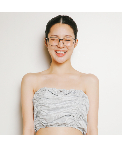 NAKED SURF CLUB(ネイキッドサーフクラブ)の「エンボスシェリングチューブトップ (グレー)(Tシャツ/カットソー・レディース・ライトグレー・FREE)」の1枚目の写真