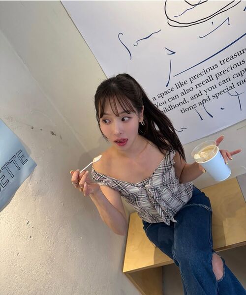 NAKED SURF CLUB（ネイキッドサーフクラブ）の「チェックリボンスリーブレス（ブラック）（Tシャツ/カットソー・レディース・その他・SMALL/MEDIUM）」の16枚目の写真