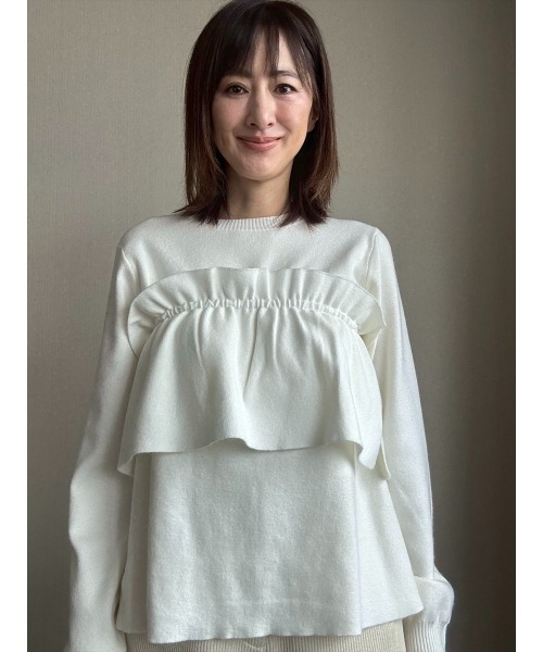 Day and Grade(デイアンドグレイド)の「【前田ゆかセレクト】2WAYフリルデザインプルオーバー(Tシャツ/カットソー・レディース・グレー/アイボリー・FREE)」の3枚目の写真