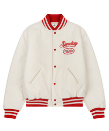 BERRY FARM VARSITY JACKET IVORY