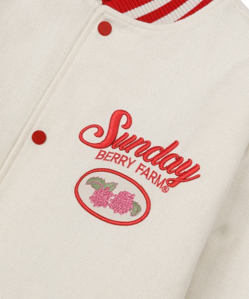 SUNDAY FRUIT MARKET(サンデーフルーツマーケット)の「BERRY FARM VARSITY JACKET IVORY(スタジャン・メンズ・その他・MEDIUM/LARGE)」の7枚目の写真