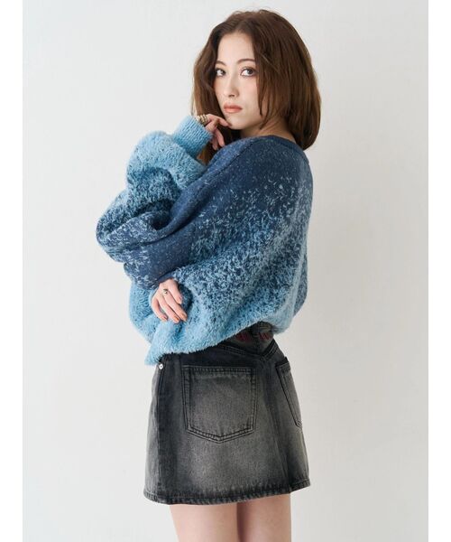 EVRIS（エヴリス）の「ロゴシャギーニットトップス（ニット/セーター・レディース・ブラック/ブラウン/ブルー・FREE）」の7枚目の写真