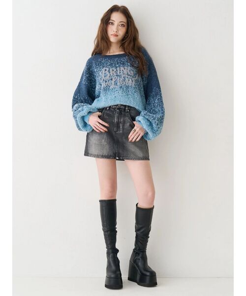 EVRIS（エヴリス）の「ロゴシャギーニットトップス（ニット/セーター・レディース・ブラック/ブラウン/ブルー・FREE）」の11枚目の写真