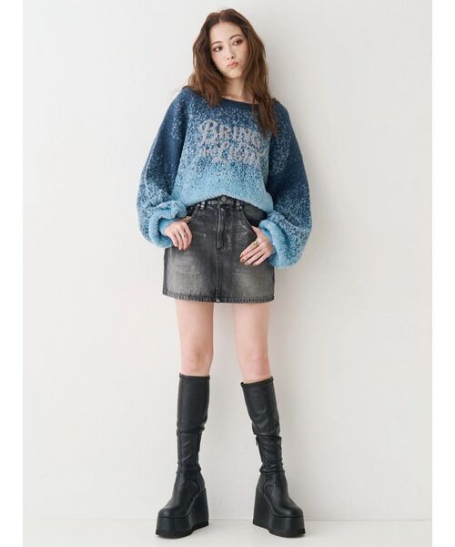 EVRIS（エヴリス）の「ロゴシャギーニットトップス（ニット/セーター・レディース・ブラック/ブラウン/ブルー・FREE）」の12枚目の写真