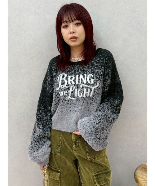 EVRIS（エヴリス）の「ロゴシャギーニットトップス（ニット/セーター・レディース・ブラック/ブラウン/ブルー・FREE）」の14枚目の写真