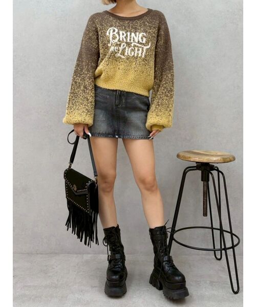 EVRIS（エヴリス）の「ロゴシャギーニットトップス（ニット/セーター・レディース・ブラック/ブラウン/ブルー・FREE）」の22枚目の写真