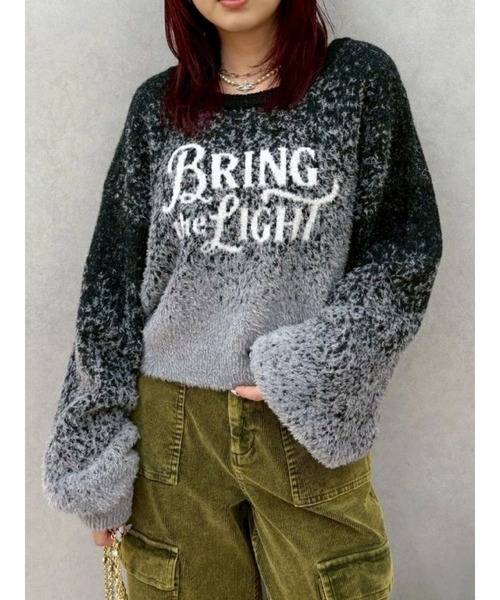 EVRIS（エヴリス）の「ロゴシャギーニットトップス（ニット/セーター・レディース・ブラック/ブラウン/ブルー・FREE）」の2枚目の写真