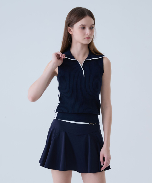 LORDLOAR(ロードロアル)の「リブ配色カラー ノースリーブニット ネイビー(ポロシャツ・レディース・その他・SMALL/MEDIUM/LARGE)」の2枚目の写真