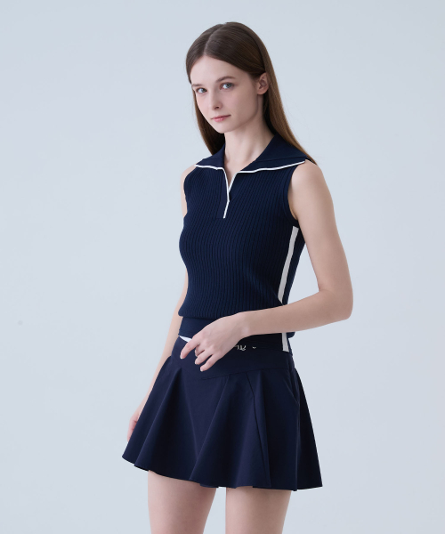LORDLOAR(ロードロアル)の「リブ配色カラー ノースリーブニット ネイビー(ポロシャツ・レディース・その他・SMALL/MEDIUM/LARGE)」の3枚目の写真
