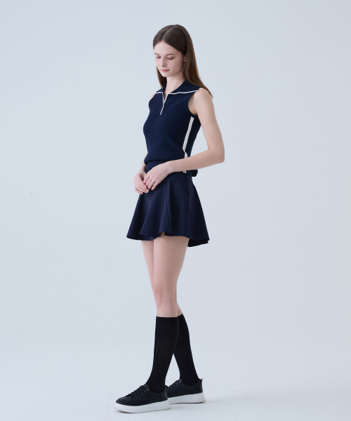 LORDLOAR(ロードロアル)の「リブ配色カラー ノースリーブニット ネイビー(ポロシャツ・レディース・その他・SMALL/MEDIUM/LARGE)」の4枚目の写真