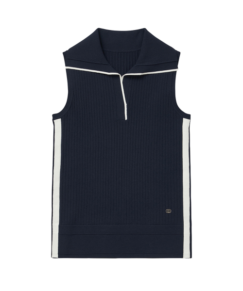 LORDLOAR(ロードロアル)の「リブ配色カラー ノースリーブニット ネイビー(ポロシャツ・レディース・その他・SMALL/MEDIUM/LARGE)」の5枚目の写真