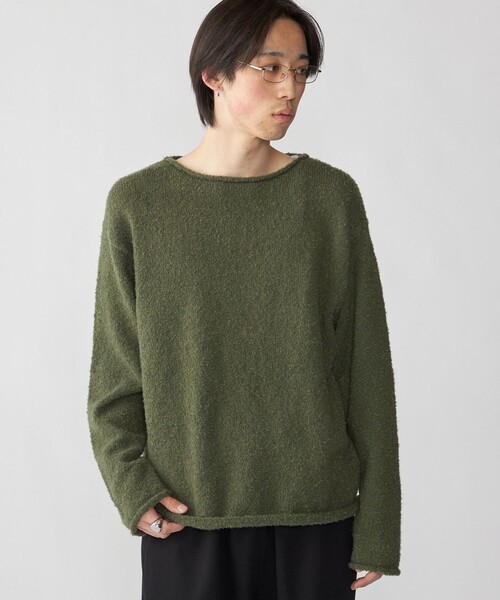 City Ambient Products(シティアンビエントプロダクツ)の「City Ambient Products: スーパーソフト ブークレ ロール ニット(ニット/セーター・メンズ・ライトオリーブ/ダークグレー/ネイビー・SMALL/MEDIUM/LARGE)」の1枚目の写真
