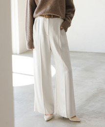 Noble | 《追加》【洗える】ルナサテンベルテッドパンツ(ホワイト)(スラックス)