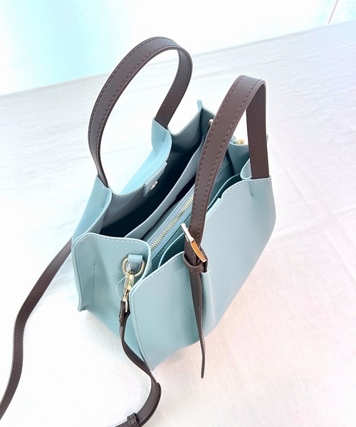 Q（キュー）の「ショルダーバッグ付き トート（トートバッグ・レディース・ライトブルー/アイボリー・ONE SIZE）」の9枚目の写真