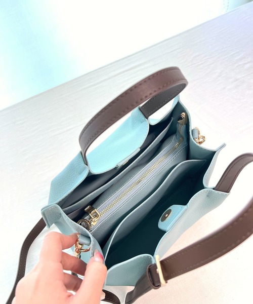 Q（キュー）の「ショルダーバッグ付き トート（トートバッグ・レディース・ライトブルー/アイボリー・ONE SIZE）」の7枚目の写真