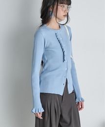 THE YOn（ザヨン）の「フリルデザインリブニットカーディガン（カーディガン/ボレロ）」