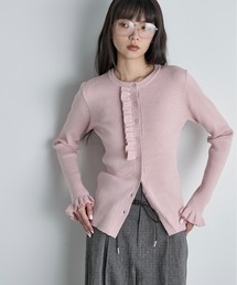 THE YOn（ザヨン）の「フリルデザインリブニットカーディガン（カーディガン/ボレロ）」