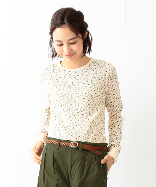 BEAMS BOY（ビームスボーイ）の「BEAMS BOY / フラワー プリント サーマル クルー（Tシャツ/カットソー・レディース・ホワイト/ナチュラル・ONE SIZE）」の2枚目の写真