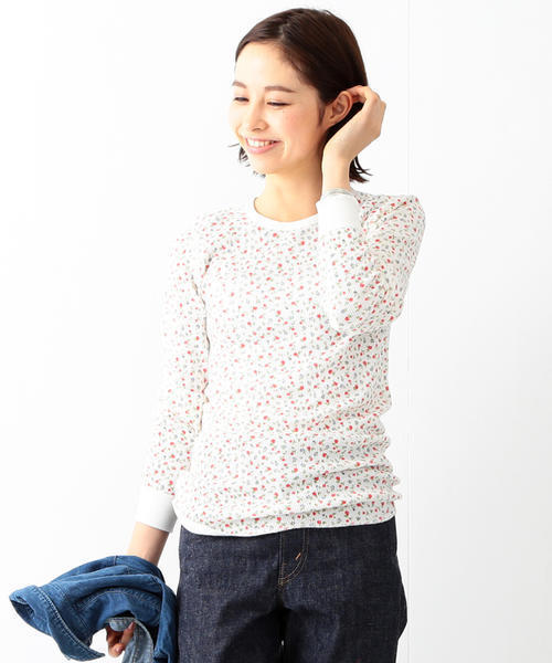 BEAMS BOY（ビームスボーイ）の「BEAMS BOY / フラワー プリント サーマル クルー（Tシャツ/カットソー・レディース・ホワイト/ナチュラル・ONE SIZE）」の3枚目の写真