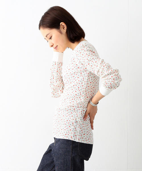 BEAMS BOY（ビームスボーイ）の「BEAMS BOY / フラワー プリント サーマル クルー（Tシャツ/カットソー・レディース・ホワイト/ナチュラル・ONE SIZE）」の4枚目の写真