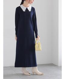 Te chichi | レース衿ニットワンピース(ワンピース)