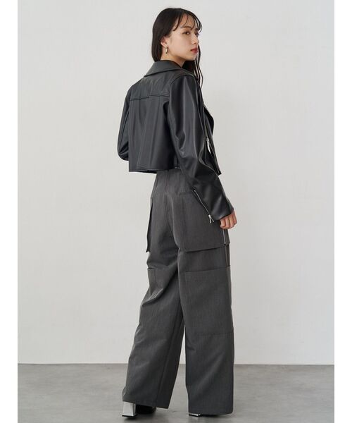 MURUA（ムルーア）の「コンパクトフェイクレザーライダースジャケット（ライダースジャケット・レディース・キャメル/ブラック・FREE）」の10枚目の写真