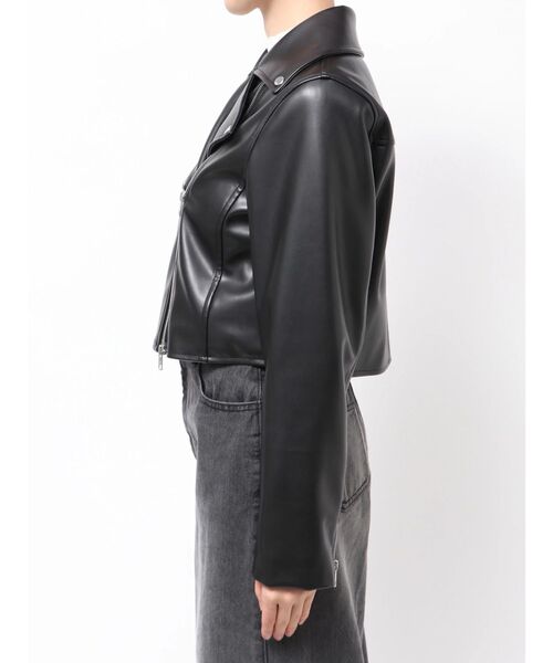 コンパクトフェイクレザーライダースジャケット（ライダースジャケット