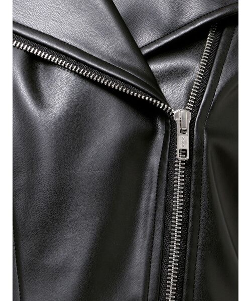 MURUA（ムルーア）の「コンパクトフェイクレザーライダースジャケット（ライダースジャケット・レディース・キャメル/ブラック・FREE）」の5枚目の写真