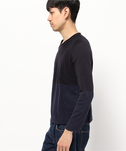 BHY-biography(ビーエイチワイバイオグラフィー)の「PANEL BORDER CREW NECK/パイルボーダー クルーネック(Tシャツ/カットソー・メンズ・グレー系その他/ブルー系その他・44/46)」の3枚目の写真