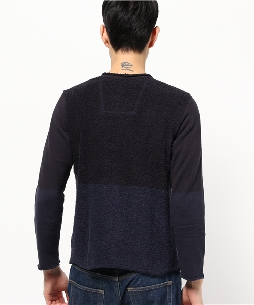 BHY-biography(ビーエイチワイバイオグラフィー)の「PANEL BORDER CREW NECK/パイルボーダー クルーネック(Tシャツ/カットソー・メンズ・グレー系その他/ブルー系その他・44/46)」の4枚目の写真