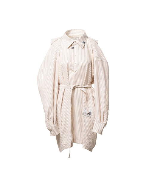 Maison MIHARA YASUHIRO(メゾンミハラヤスヒロ)の「Vest Combined Stripe Shirt Dress(ドレス・レディース・ベージュ/ブラック・36/38)」の2枚目の写真