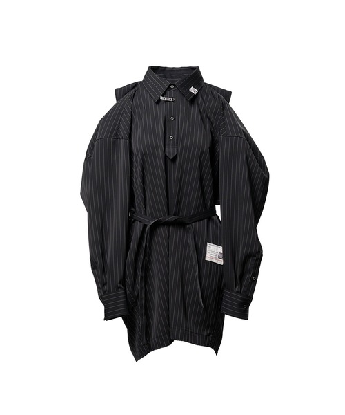 Maison MIHARA YASUHIRO(メゾンミハラヤスヒロ)の「Vest Combined Stripe Shirt Dress(ドレス・レディース・ベージュ/ブラック・36/38)」の1枚目の写真