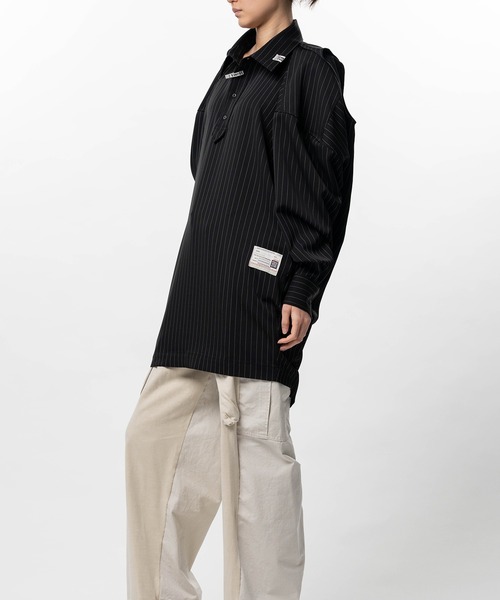 Maison MIHARA YASUHIRO(メゾンミハラヤスヒロ)の「Vest Combined Stripe Shirt Dress(ドレス・レディース・ベージュ/ブラック・36/38)」の6枚目の写真