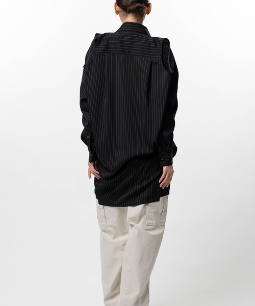 Maison MIHARA YASUHIRO(メゾンミハラヤスヒロ)の「Vest Combined Stripe Shirt Dress(ドレス・レディース・ベージュ/ブラック・36/38)」の7枚目の写真