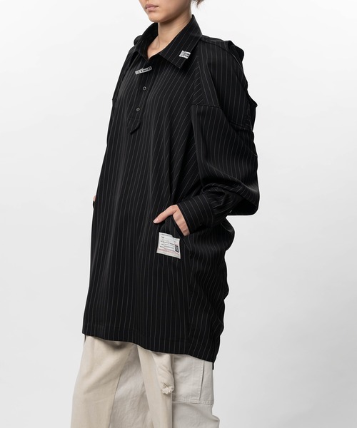 Maison MIHARA YASUHIRO(メゾンミハラヤスヒロ)の「Vest Combined Stripe Shirt Dress(ドレス・レディース・ベージュ/ブラック・36/38)」の10枚目の写真