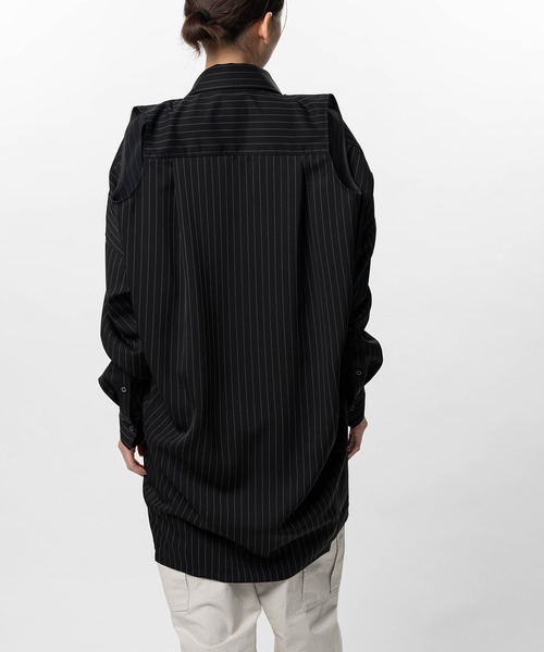 Maison MIHARA YASUHIRO(メゾンミハラヤスヒロ)の「Vest Combined Stripe Shirt Dress(ドレス・レディース・ベージュ/ブラック・36/38)」の12枚目の写真