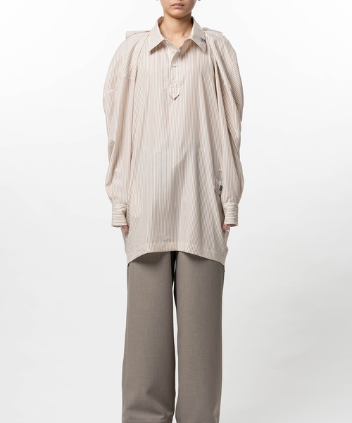 Maison MIHARA YASUHIRO(メゾンミハラヤスヒロ)の「Vest Combined Stripe Shirt Dress(ドレス・レディース・ベージュ/ブラック・36/38)」の15枚目の写真