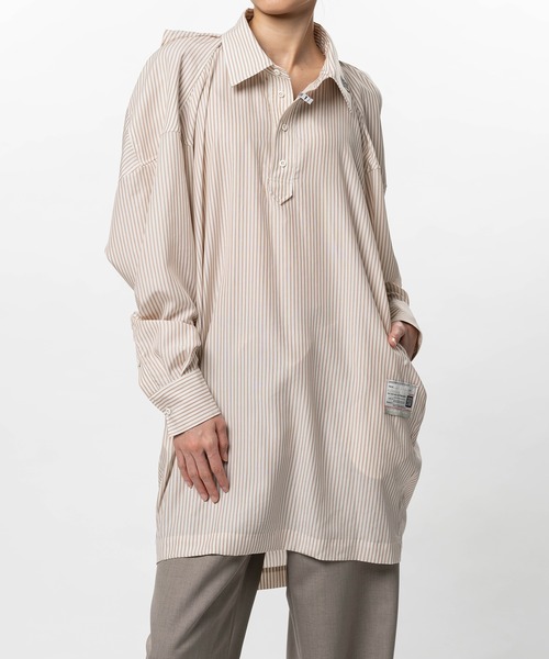 Maison MIHARA YASUHIRO(メゾンミハラヤスヒロ)の「Vest Combined Stripe Shirt Dress(ドレス・レディース・ベージュ/ブラック・36/38)」の19枚目の写真