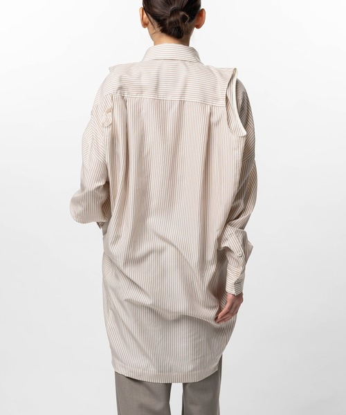 Maison MIHARA YASUHIRO(メゾンミハラヤスヒロ)の「Vest Combined Stripe Shirt Dress(ドレス・レディース・ベージュ/ブラック・36/38)」の20枚目の写真