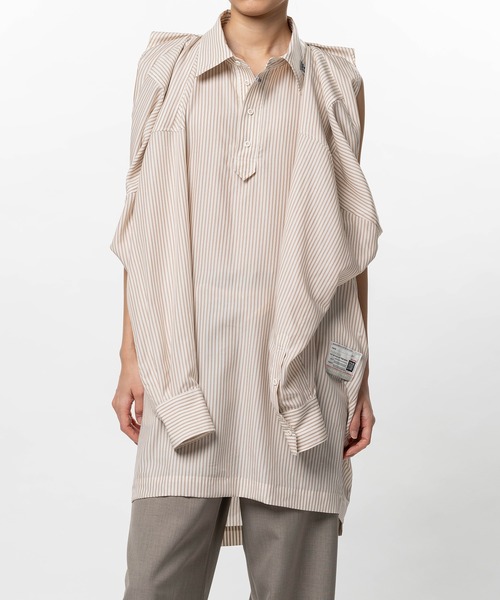 Maison MIHARA YASUHIRO(メゾンミハラヤスヒロ)の「Vest Combined Stripe Shirt Dress(ドレス・レディース・ベージュ/ブラック・36/38)」の21枚目の写真