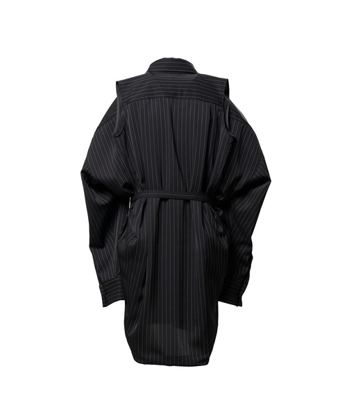 Maison MIHARA YASUHIRO(メゾンミハラヤスヒロ)の「Vest Combined Stripe Shirt Dress(ドレス・レディース・ベージュ/ブラック・36/38)」の3枚目の写真