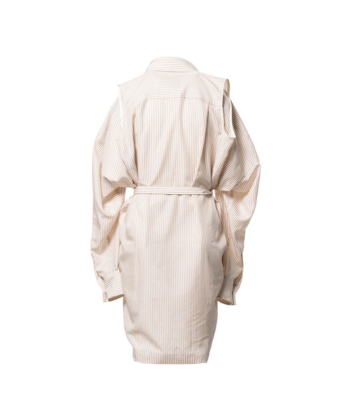 Maison MIHARA YASUHIRO(メゾンミハラヤスヒロ)の「Vest Combined Stripe Shirt Dress(ドレス・レディース・ベージュ/ブラック・36/38)」の13枚目の写真