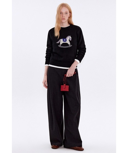 Fano Studios(ファノ ストゥディオズ)の「木馬モチーフ ジャガードニットトップス FD25S138【Fano Studios】【2025AW】(ニット/セーター・レディース・ブラック・M/L/S)」の3枚目の写真