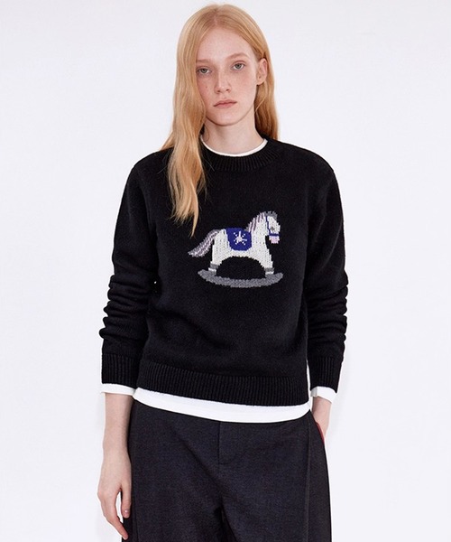 Fano Studios(ファノ ストゥディオズ)の「木馬モチーフ ジャガードニットトップス FD25S138【Fano Studios】【2025AW】(ニット/セーター・レディース・ブラック・M/L/S)」の6枚目の写真