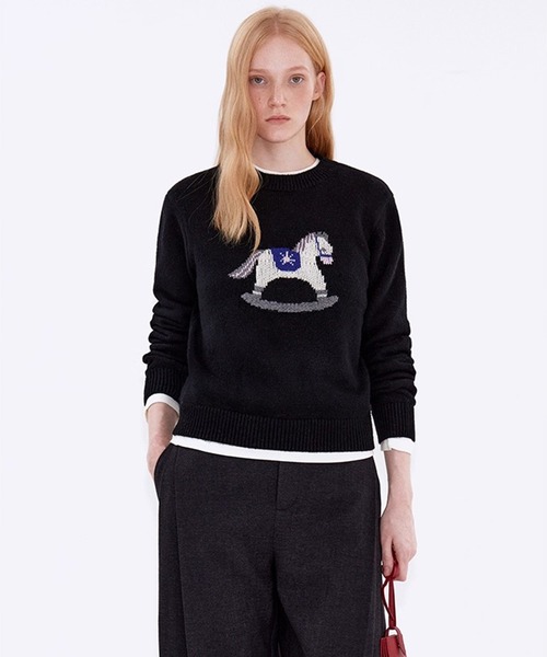Fano Studios(ファノ ストゥディオズ)の「木馬モチーフ ジャガードニットトップス FD25S138【Fano Studios】【2025AW】(ニット/セーター・レディース・ブラック・M/L/S)」の8枚目の写真
